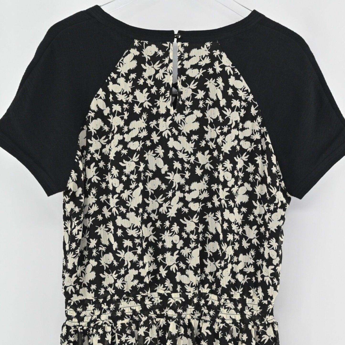 MAISON SCOTCH Dress Womens Size 4 Floral Mini Black Tropical Print Smocked NEW