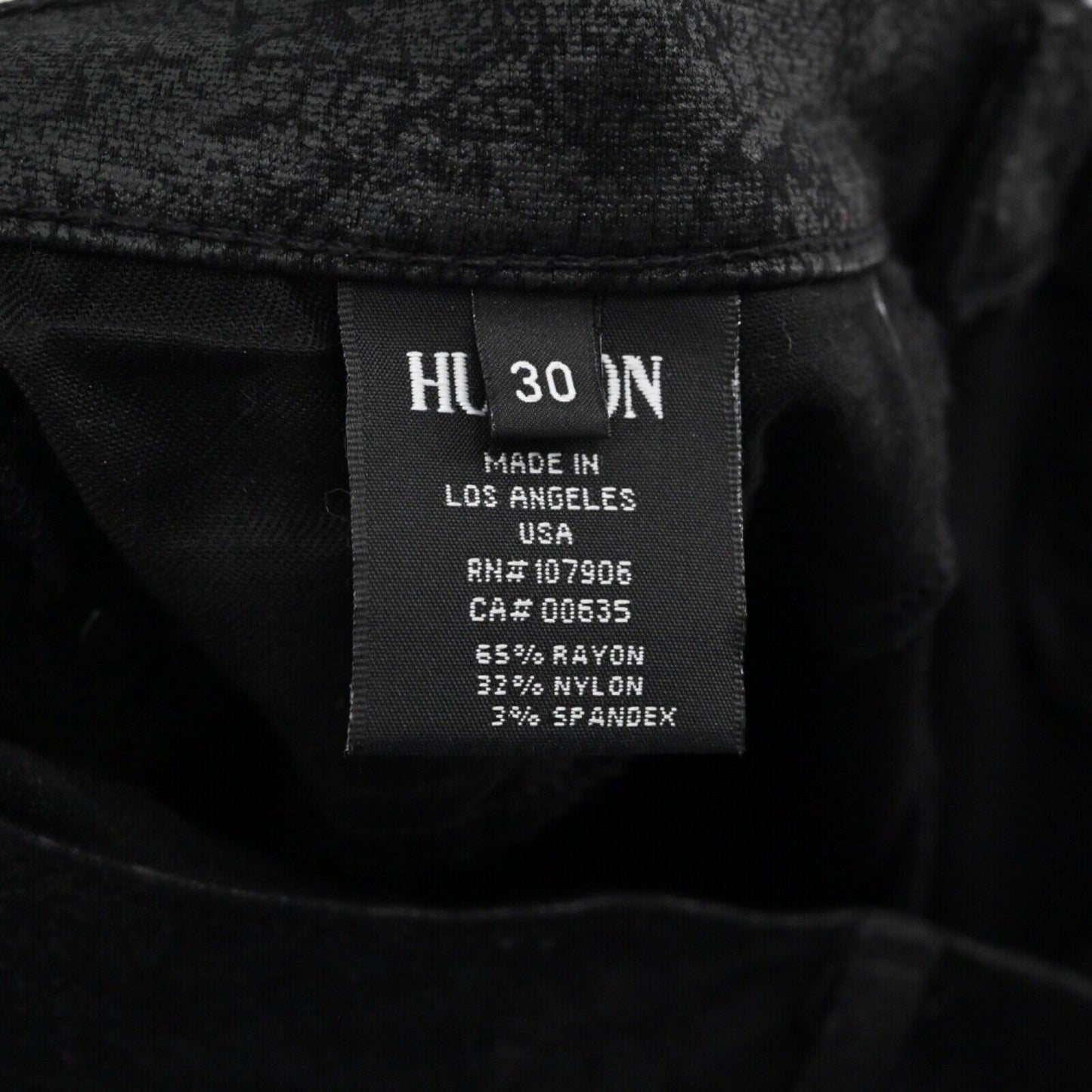 HUDSON Pants Womens Size 30 Black Crackle Nico Mid Rise Super Skinny Stretch USA
