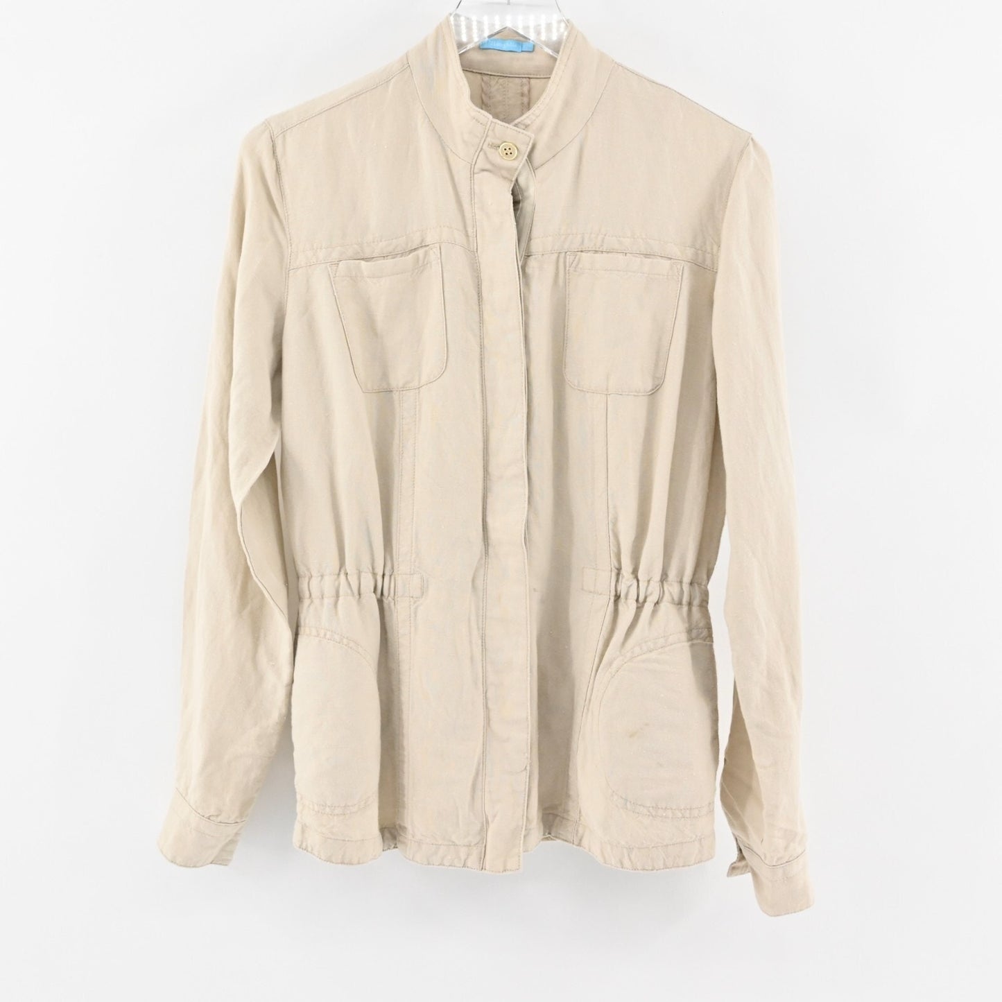 J MCLAUGHLIN Jacket Womens Size XS Beige Linen Blend Vista Utilitarian Cinch