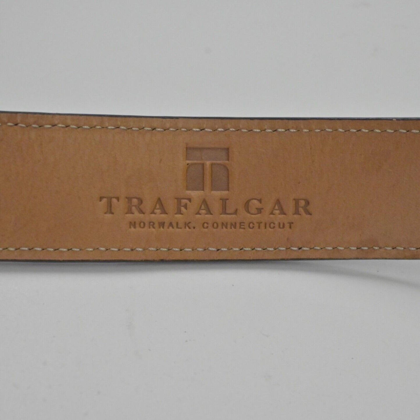 Vtg TRAFALGAR Belt Mens Sz 38/95 Black Italian Calfskin Silver Brass Buckle 00s