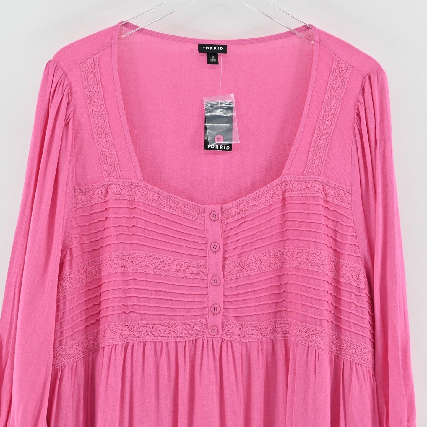 Torrid Mini Slub Pintuck Neck Skater Dress Size 3X Sleeve Square Neck Romantic