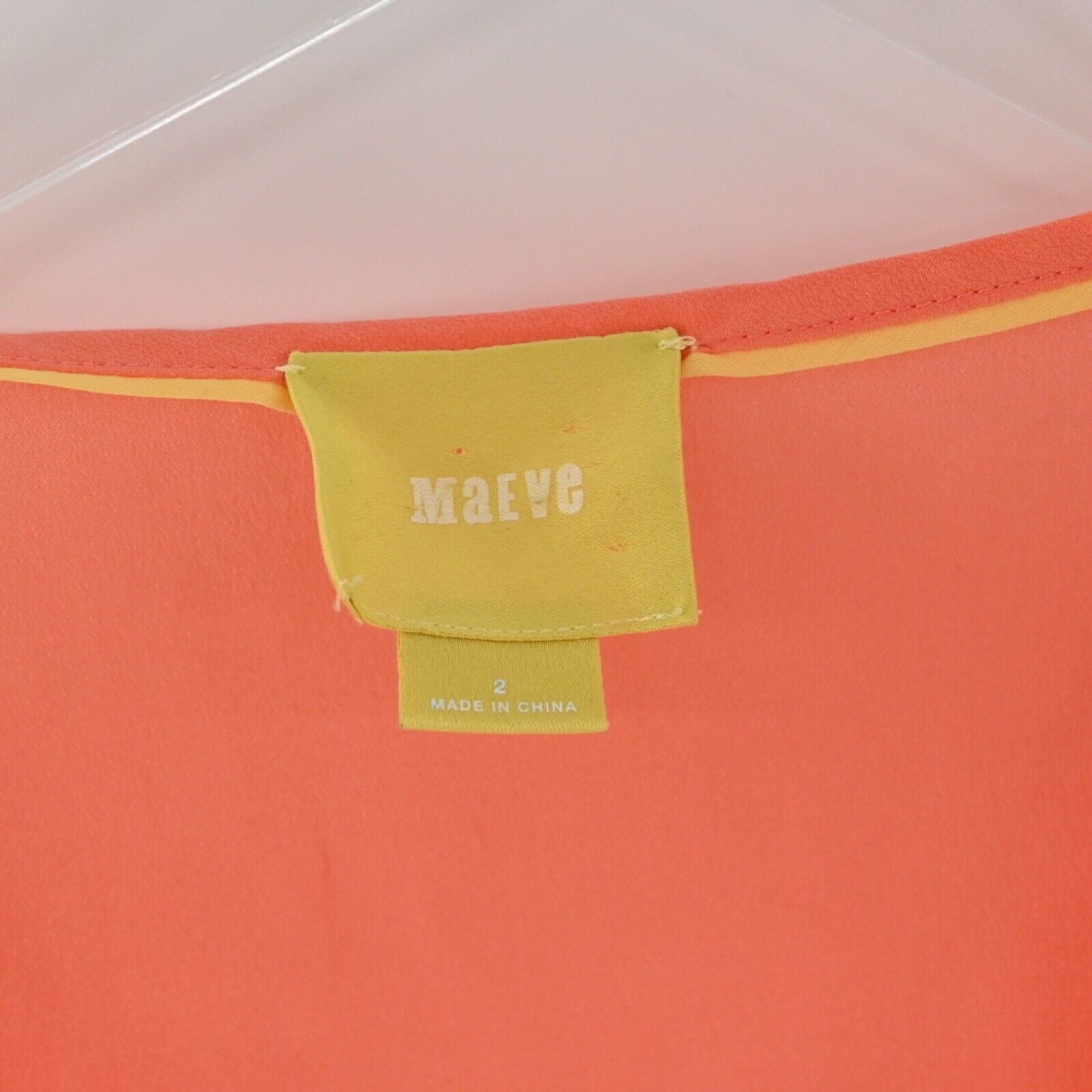 ANTHROPOLOGIE Top Womens Sz 2 MAEVE Orange 100% Silk Dipped Chroma Ruffle Blouse