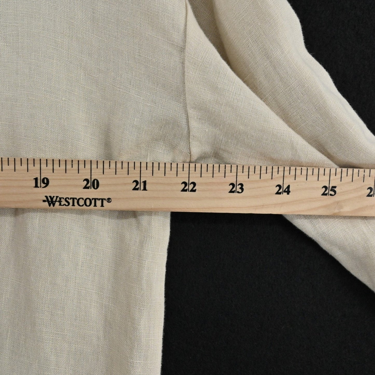 Magaschoni Linen Dress Size M Lagenlook Beige Ethereal Boho Neutral Tunic Tassel