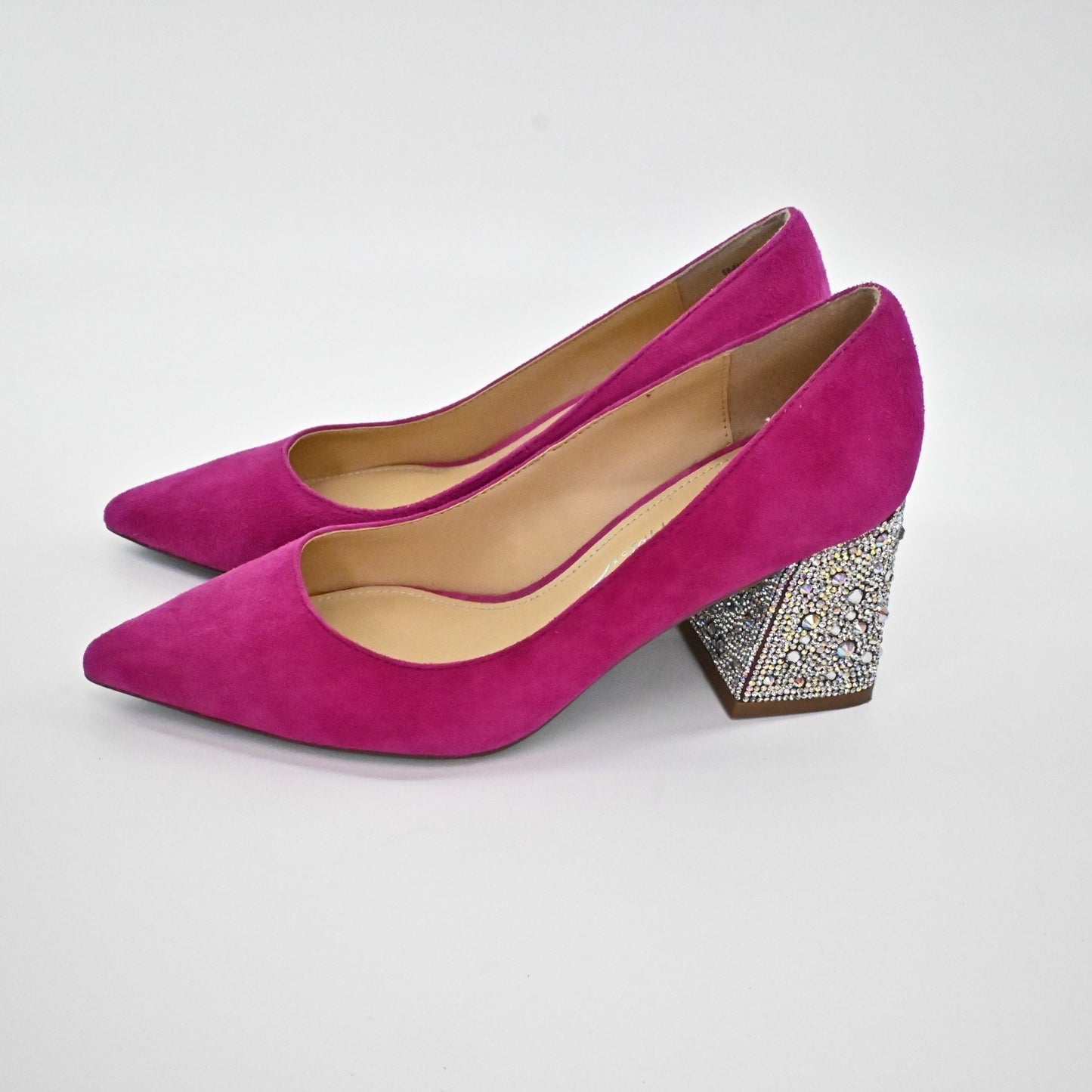 Betsey Johnson Womens Paige Suede Leather Heels Size 6.5M Pink Rhinestone Pumps