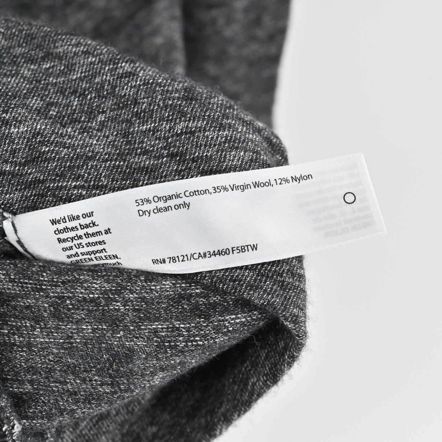 Eileen Fisher Womens Dress Size L Gray Organic Cotton Wool Lagenlook Long Sleeve