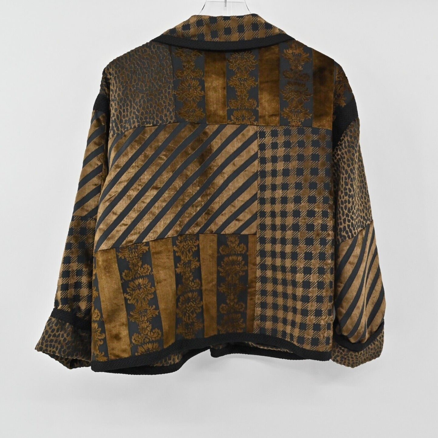 Vtg MAX MABEL Jacket Womens Sz L Velveteen Animal Print Floral Mob Wife Blazer