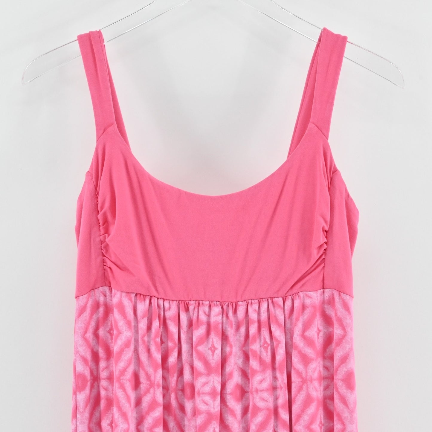 Fresh Produce Pink Ikat Maxi Dress Size S Babydoll Tank Smocked Stretch Beach
