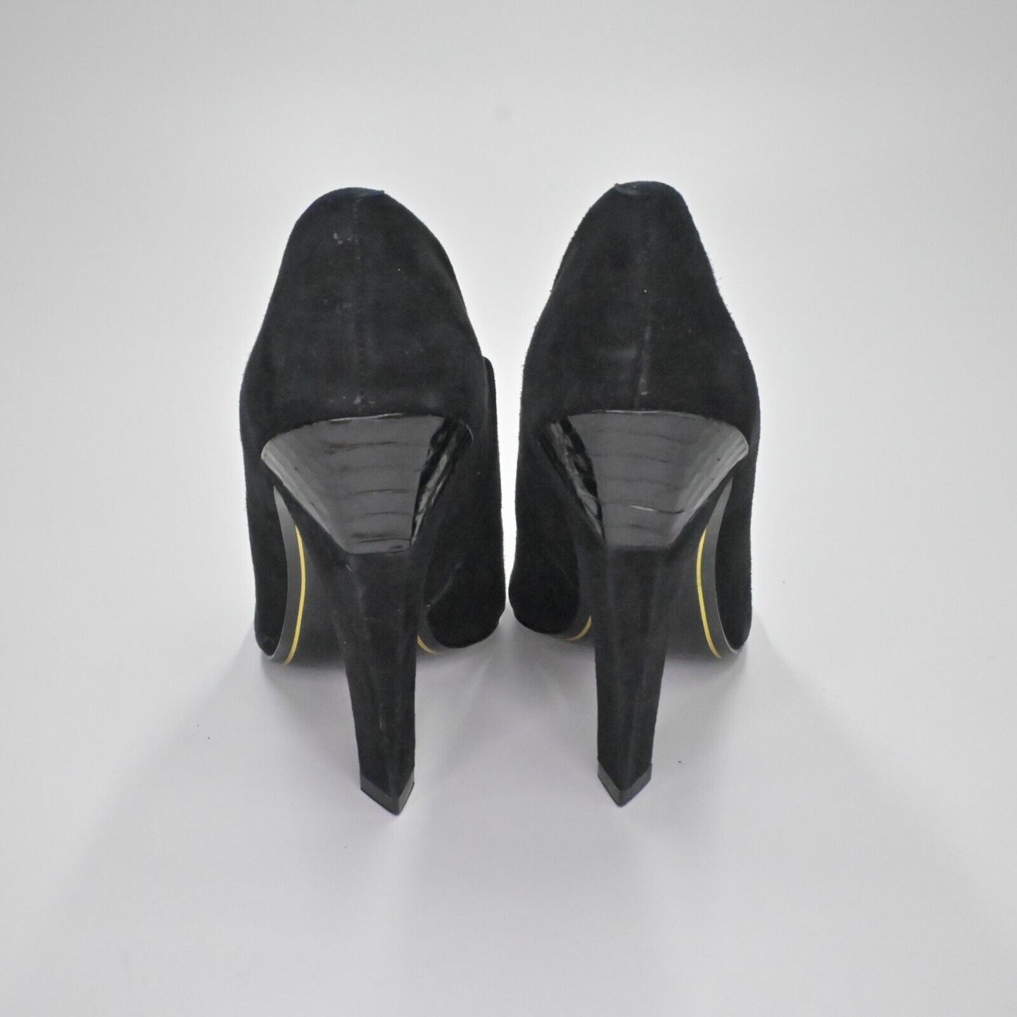 Vtg CHARLES JOURDAN Heels Womens Size 8 Black Suede Snakeskin Embossed Peep Toe