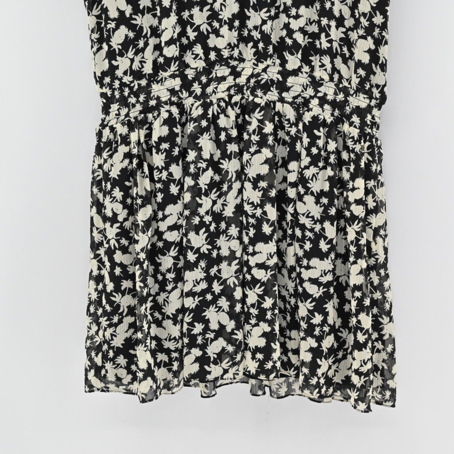 MAISON SCOTCH Dress Womens Size 4 Floral Mini Black Tropical Print Smocked NEW