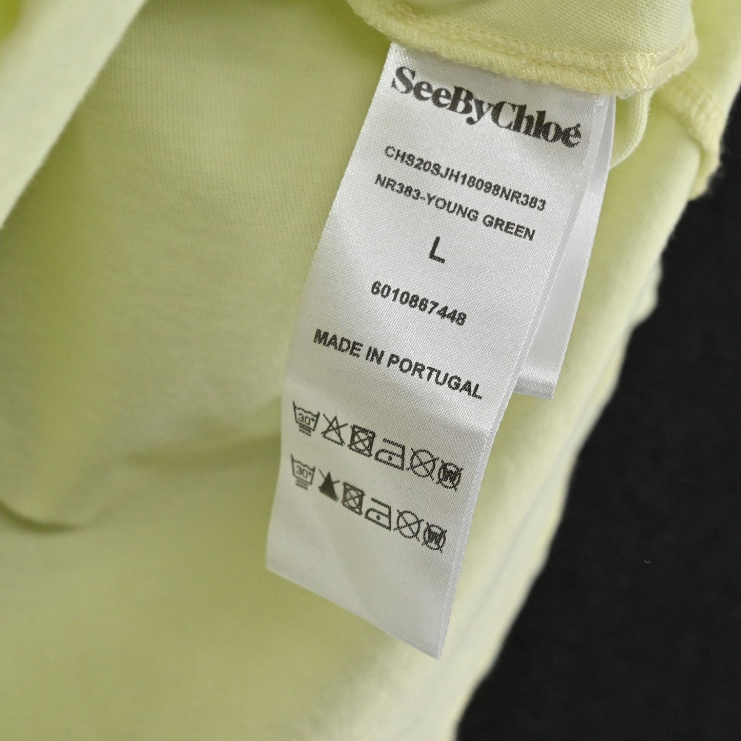 See By Chloe Womens Knot Front Top Size L Young Green Cotton Modern Effortless