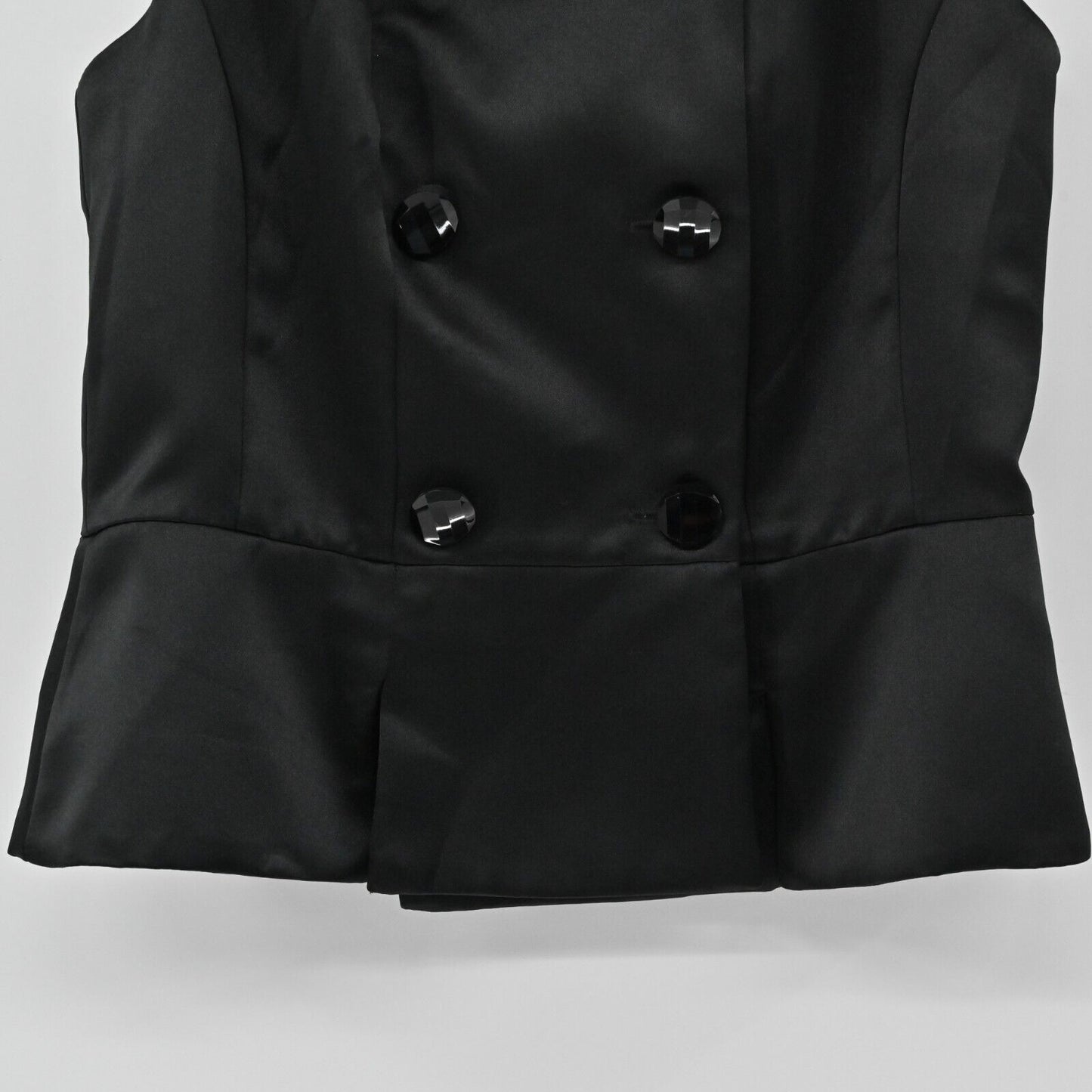 JESSICA HOWARD Vest Womens Size 6 Black Satin Double Breasted Sleeveless Collar