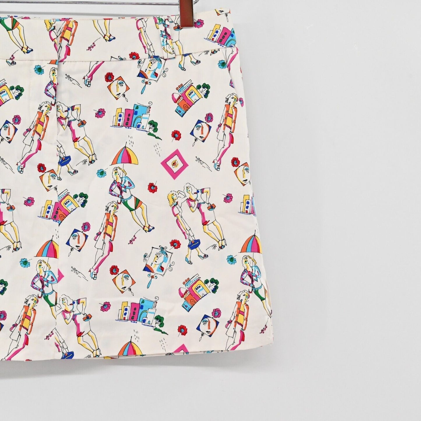 Vtg Skirt Womens Size 8 Downtown Ladies Print Multicolor Mini Pockets ATTYRE