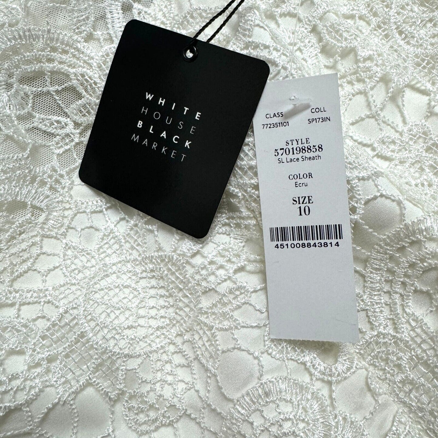 WHBM Dress Womens Sz 10 Ivory Paisley Lace Sleeveless Sheath Crochet Office NEW