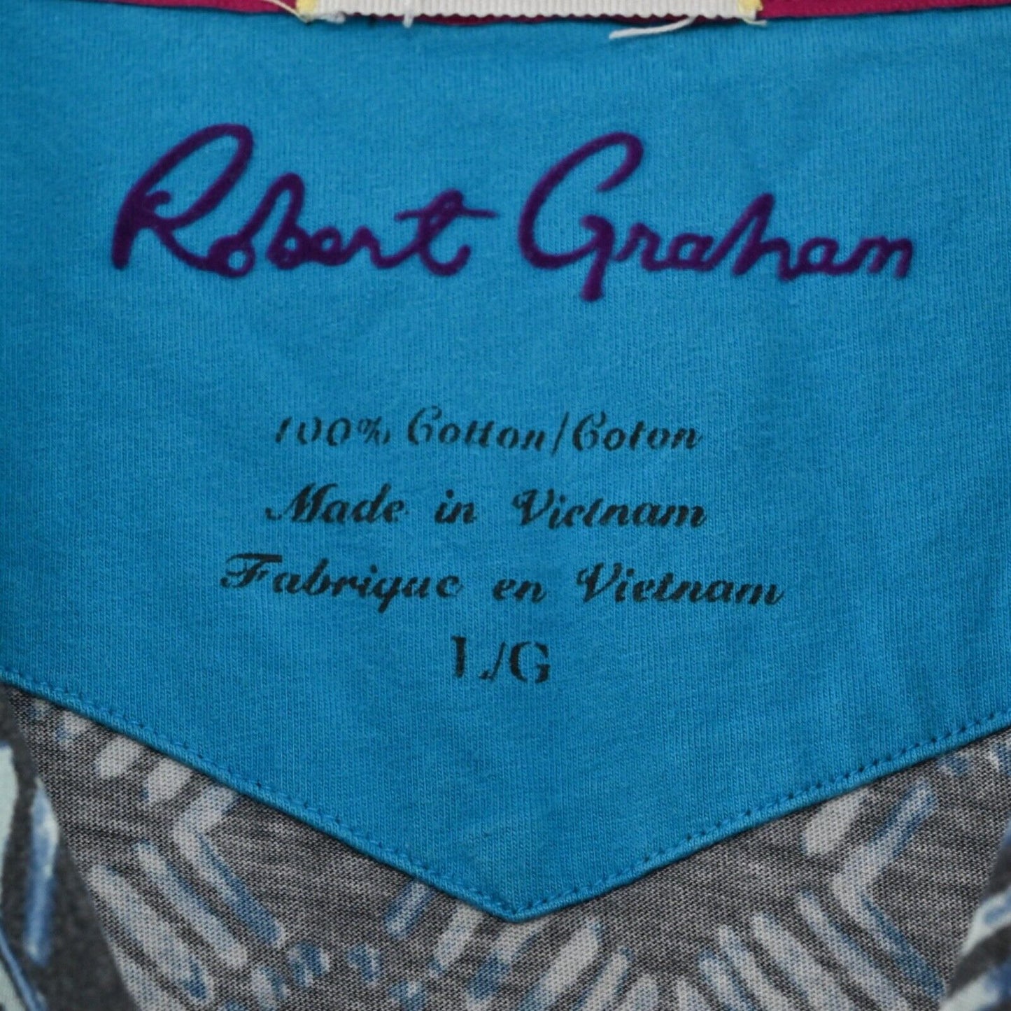 ROBERT GRAHAM T Shirt Mens Size L Blue Geometric Speed Limit Batik Skull Graphic