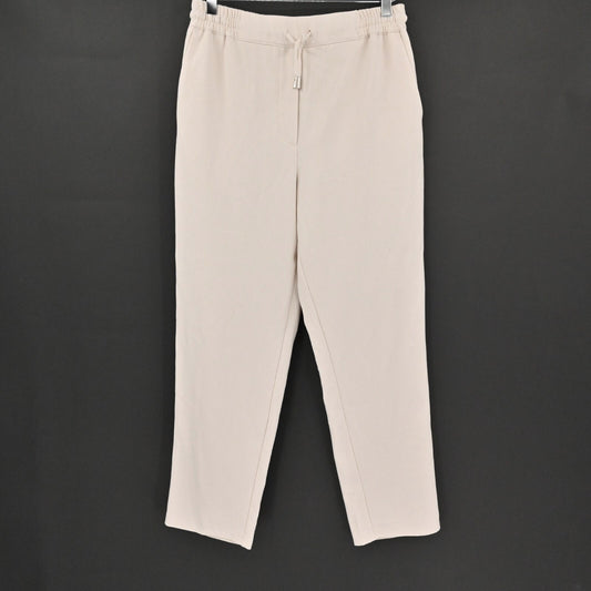 ZARA Womens Pull On Pants Size M Ivory Drawstring Tapered Minimalist Neutral