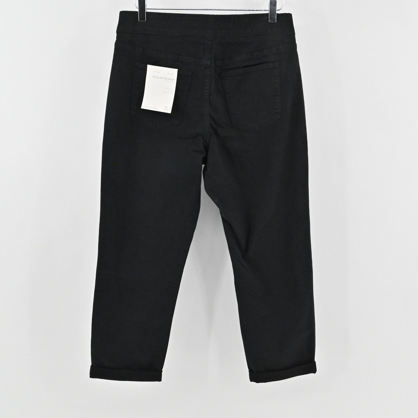 Soft Surroundings Womens Pull On Crop Pants Size M Black Stretch Casual