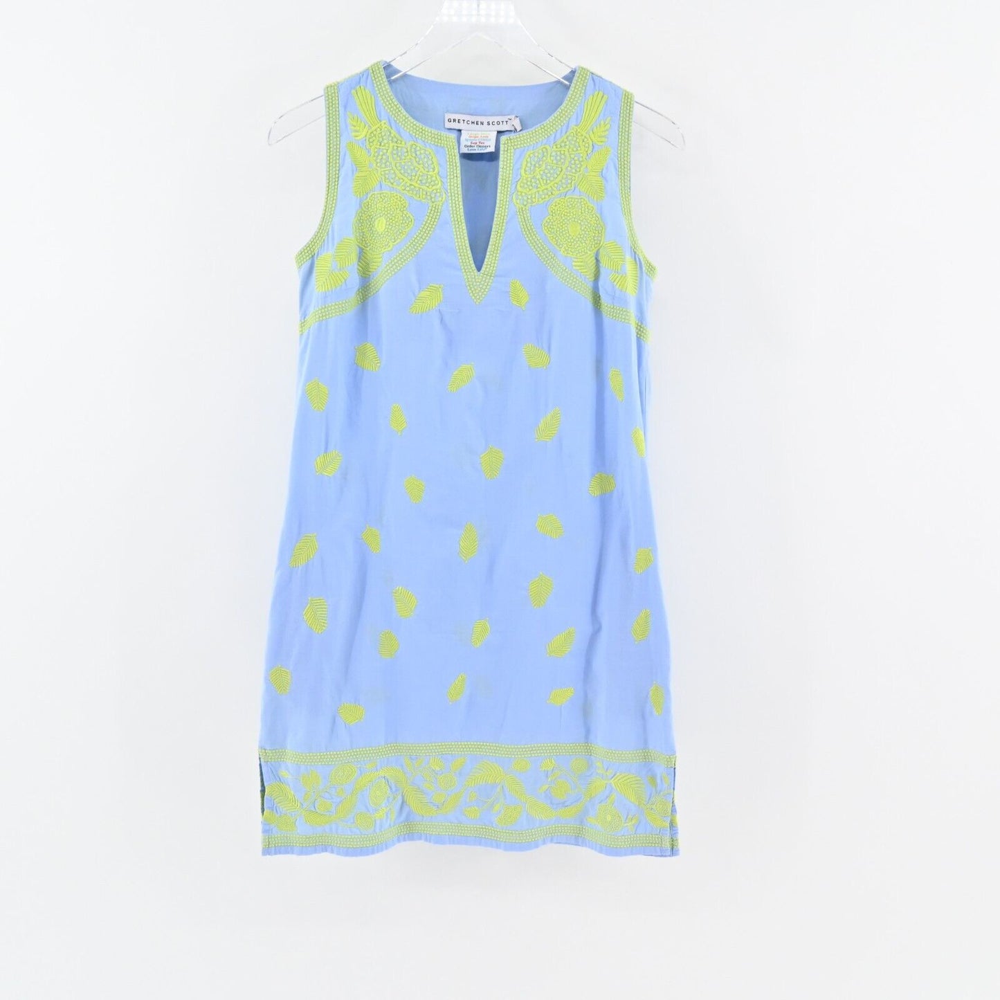 GRETCHEN SCOTT Dress Size XS Hawaiian Punch Embroidered Sleeveless Shift Cotton