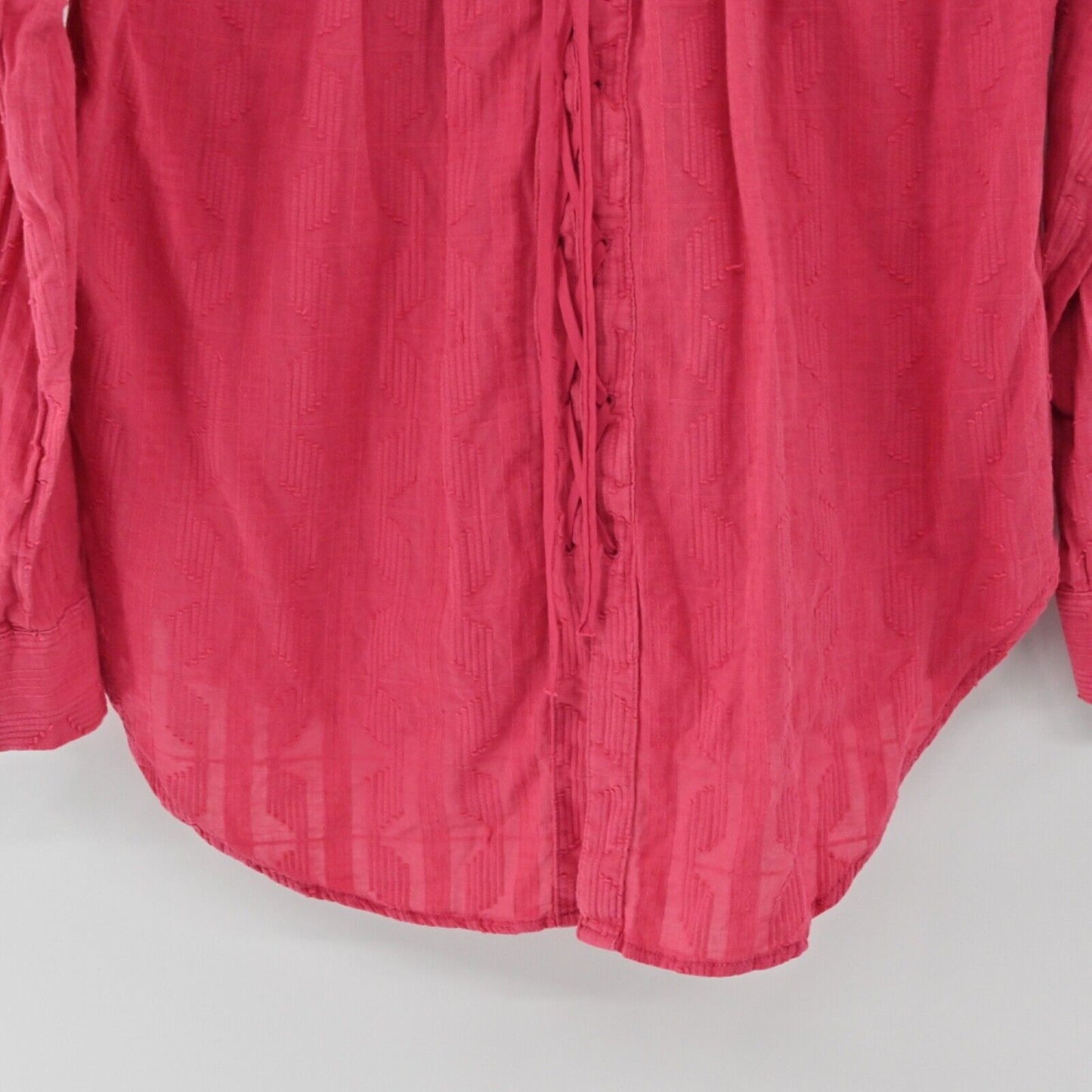 ANTHROPOLOGIE Top Womens Sz S Pink Cotton Theresa Lace Up Back Button Up PILCRO