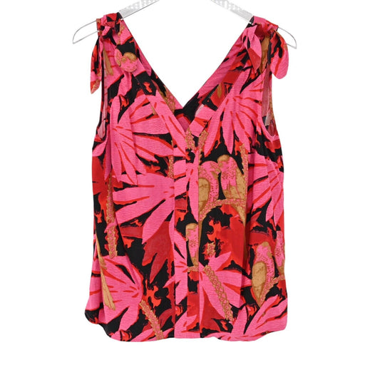 J CREW Top Womens Sz S Bruna Tie Shoulder Antigua Leaves Print VNeck Sleeveless