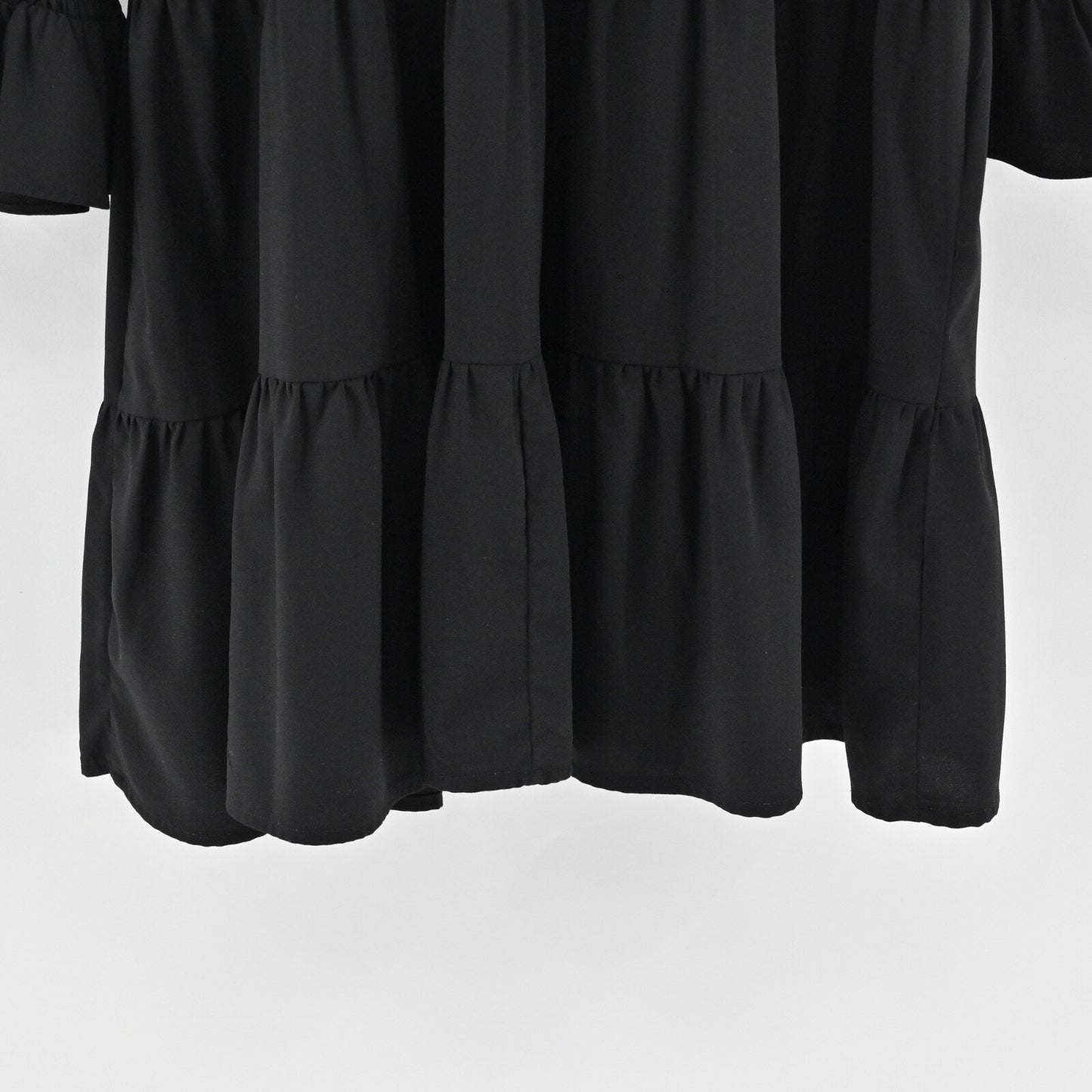 POMANDER PLACE Kenzo Mini Dress Sz M Black Tiered Ruffle Bell Sleeve Tuckernuck