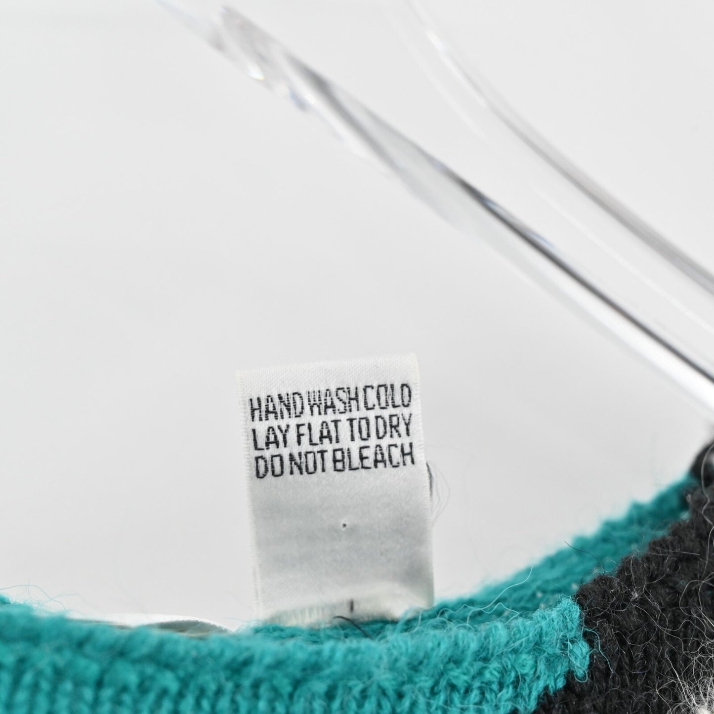 Vtg JOHN RICHARD Sweater Dress Angora Hair Sz M Knit Zig Zag Lightning Teal 80s