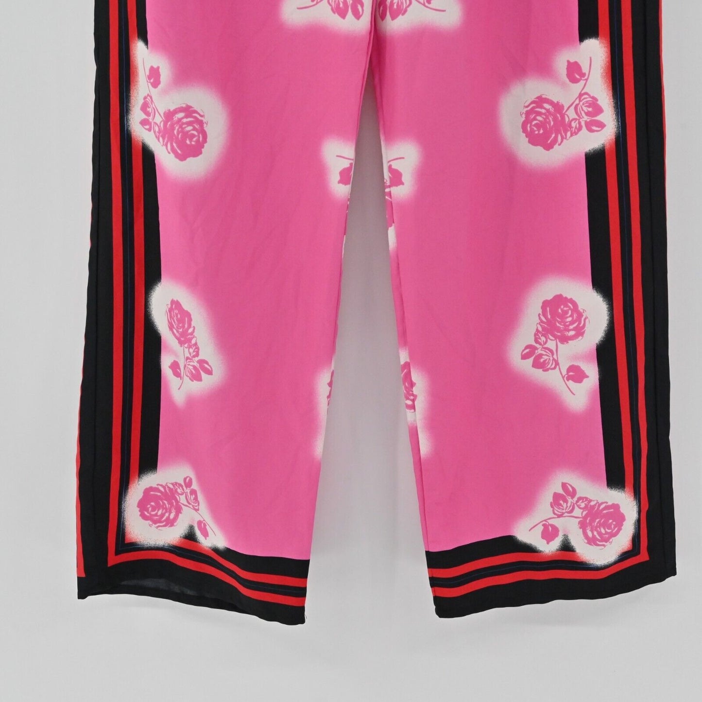 VICTORIAS SECRET Pajama Pants Womens Size S Pink Floral Stripe Wide Leg Satin