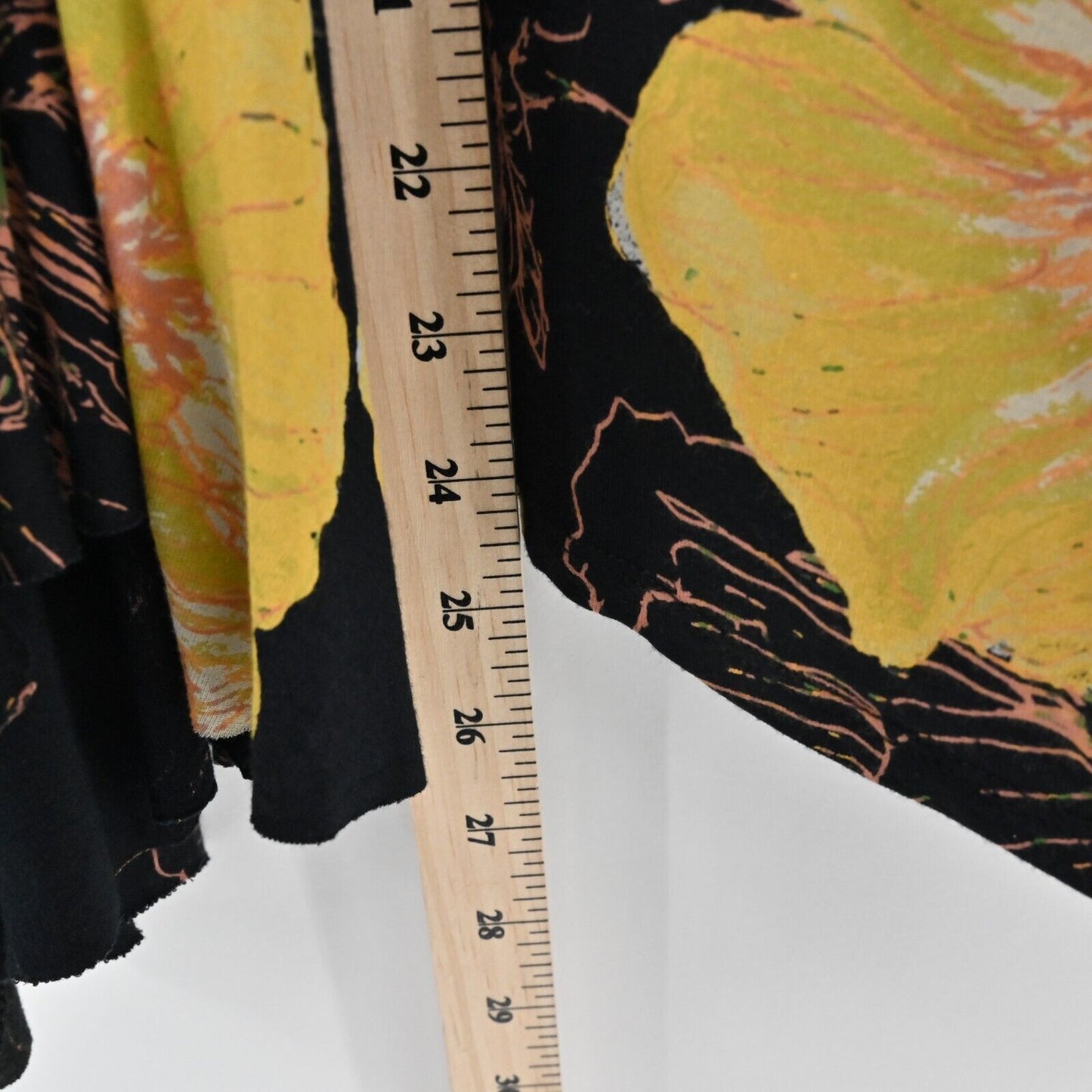 FREE PEOPLE Top Sz L Birds of Paradise Yellow Poppy Off The Shoulder Bell Sleeve