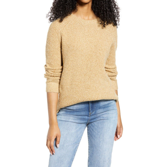 BP Nordstrom Sweater Womens Sz XL Tan Boulder Plaited Stitch Recycled Blend NEW