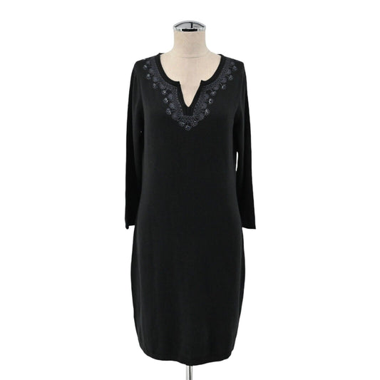 TOMMY BAHAMA Dress Womens Size S Pickford Embroidered Split Neck Black Shift NEW