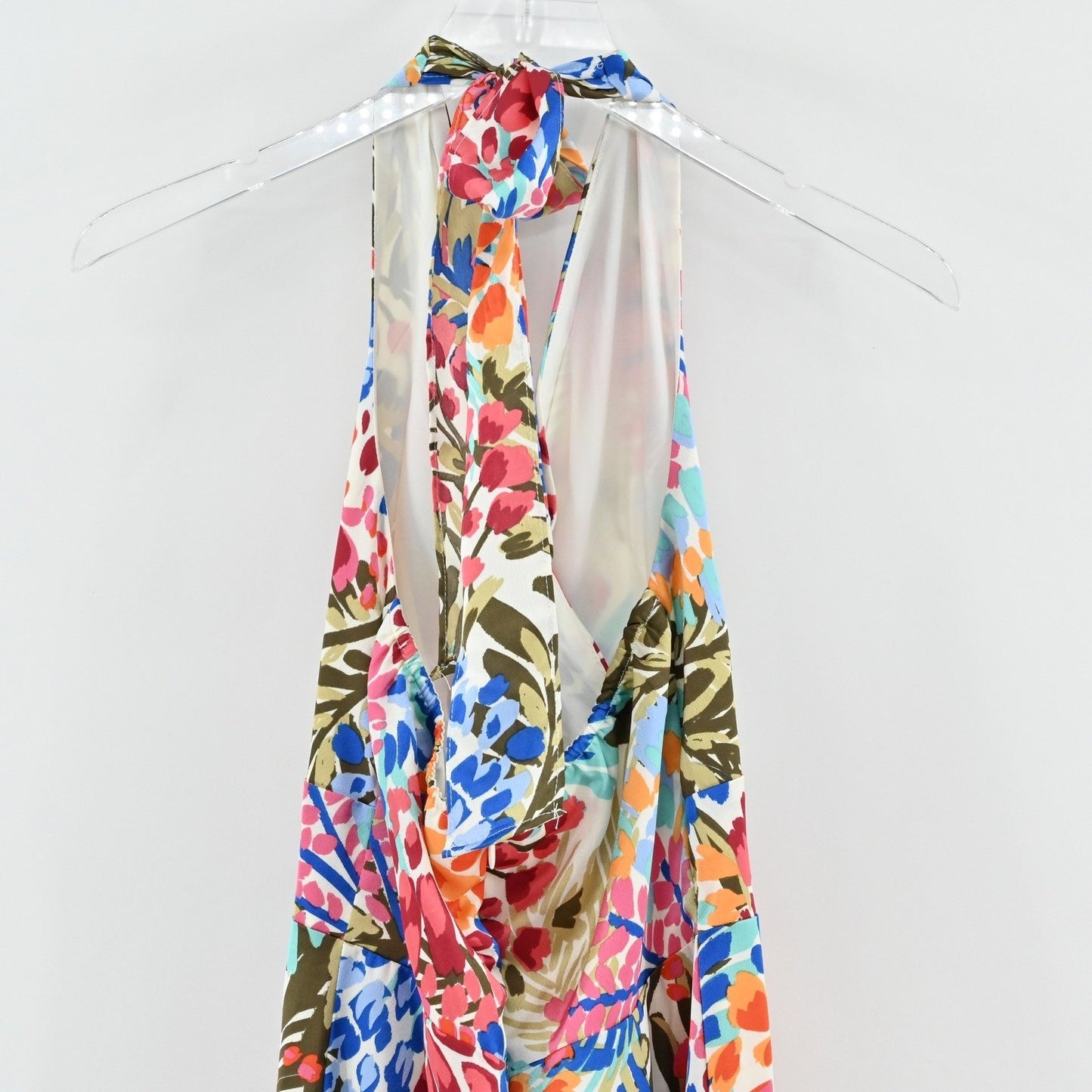 Sugar Lips Magic Moment Halter Jumpsuit Size XS Floral Wide Leg Vibrant Tropical