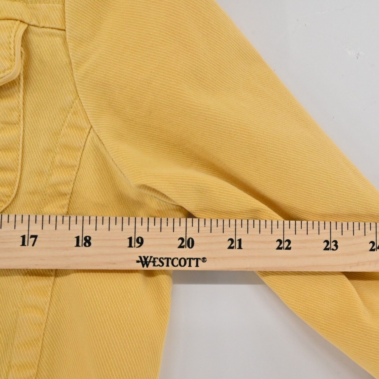 Vtg AMERICAN EAGLE Jean Jacket Womens Size M Yellow Denim Zip Up Pockets Y2k