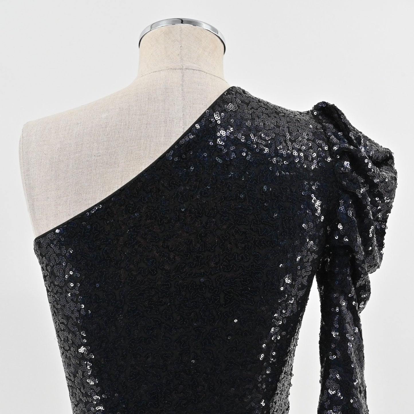 Lovers and Friends Womens Shaline Black Sequin Top Size XS One Shoulder Blouse