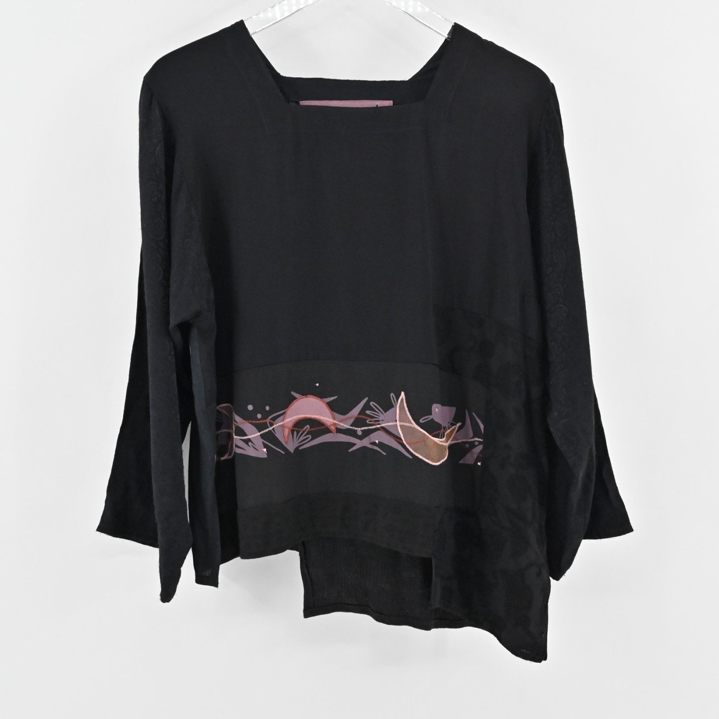 Origami Donna Jessica Black Asymmetric Top Womens Size 1 Art to Wear Lagenlook