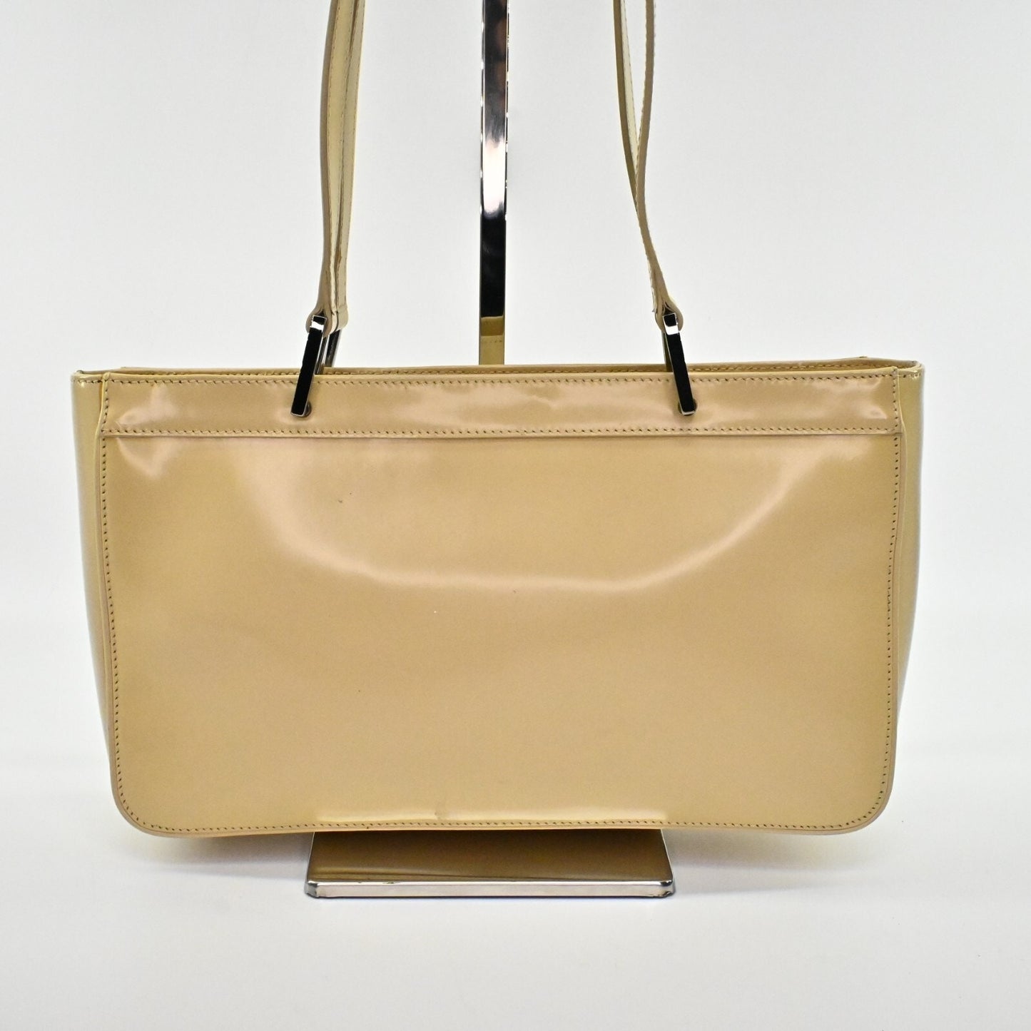 GUCCI Bag Jackie Beige Patent Leather Double Handle Classic Shoulder Tote Bag