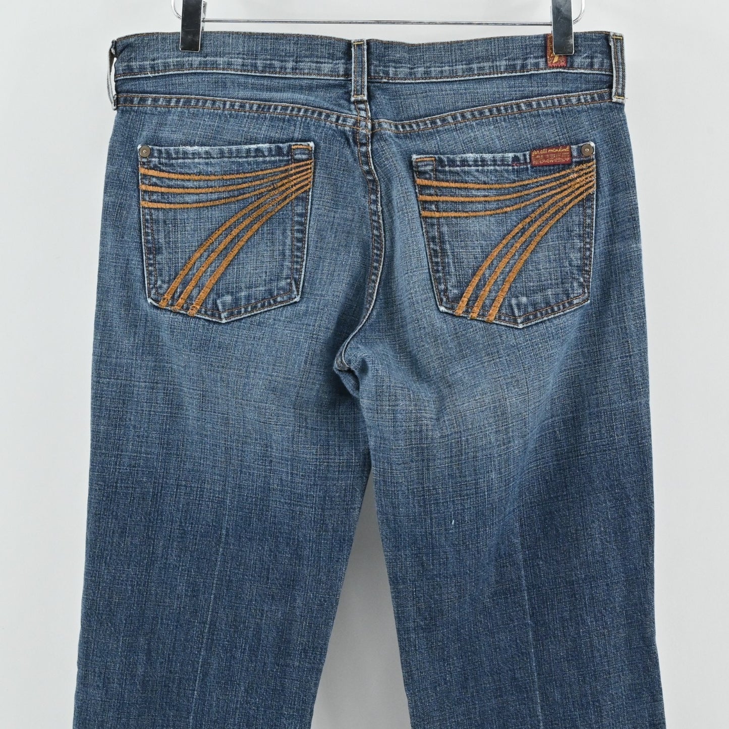 7FAM Womens Dojo Wide Leg Flare Jeans Size 30 Stretch Denim Medium Western USA
