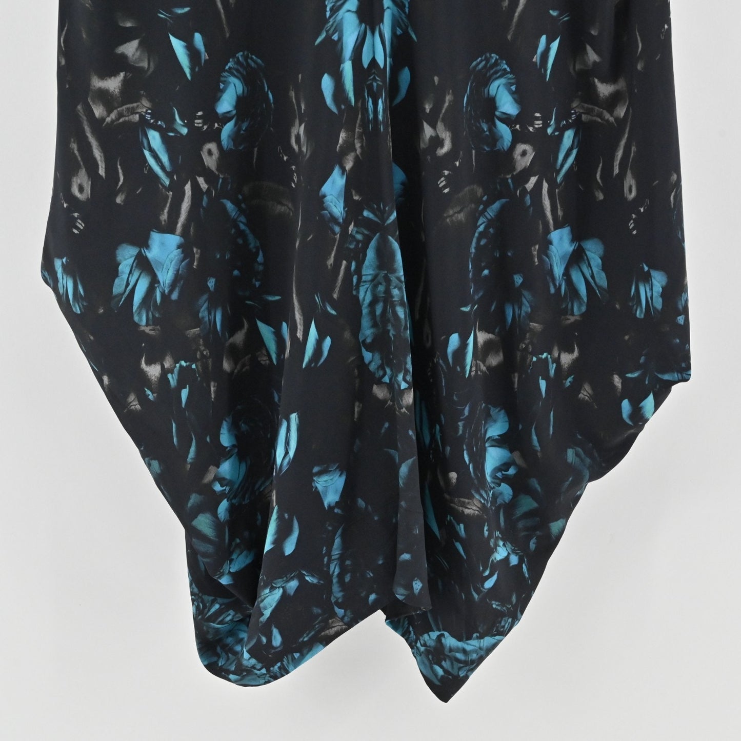 Allsaints Opium Oriana Dress Size 4 Blue Black Abstract Print Asymmetric Mini