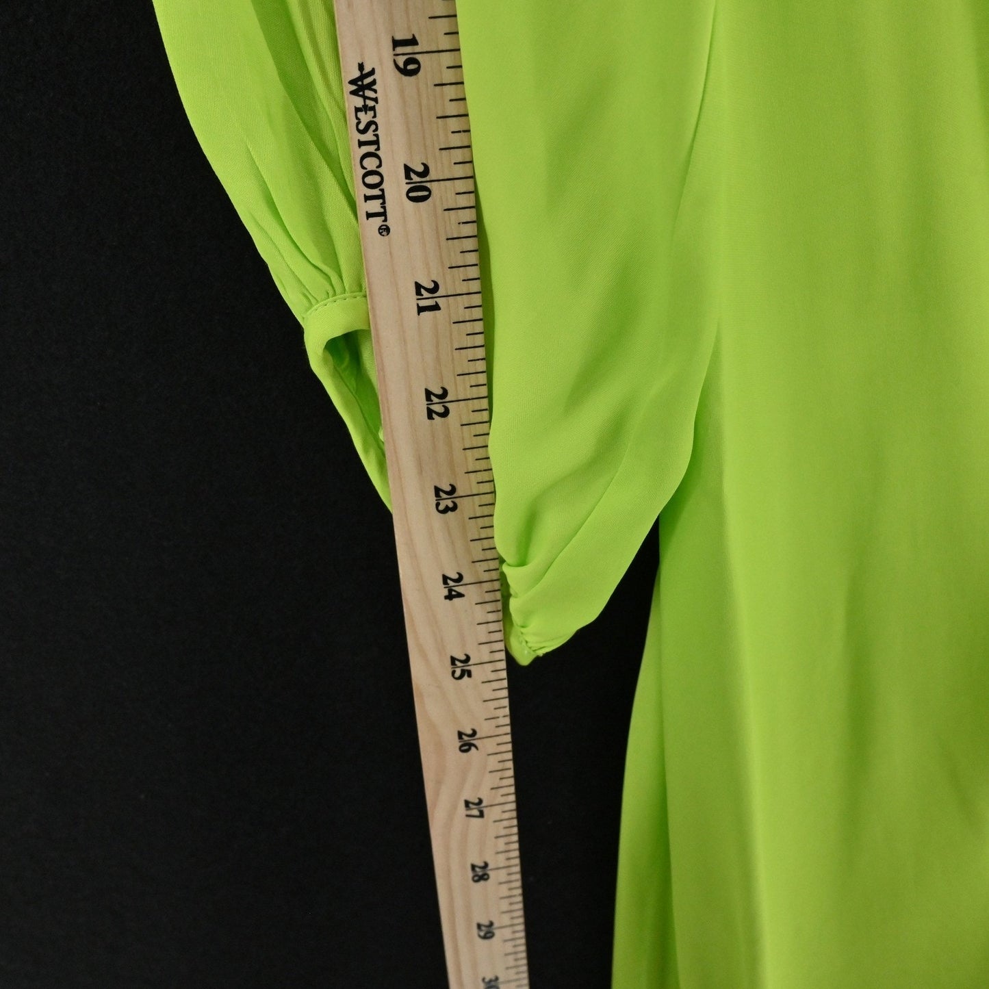 FARM Rio Lime Green Midi Dress Size 1X Cut Out Detail Long Sleeve Dopamine Boho