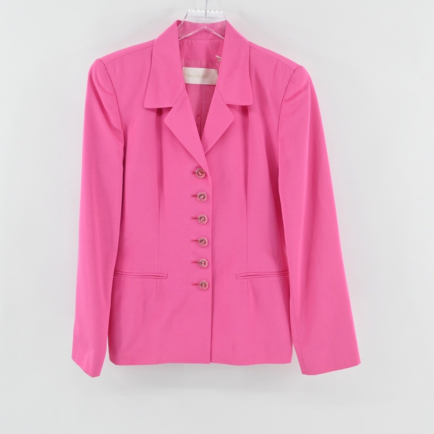 Vtg 90s Dana Buchman Skirt Suit Set Size 8/10 Pink Cotton Academia Preppy Career