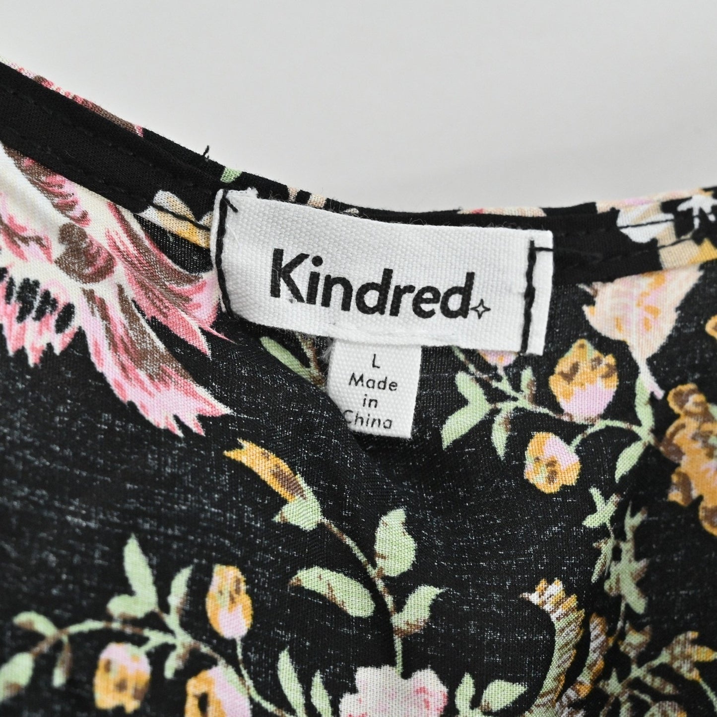 Anthropologie Kindred Floral Paisley Dress Size L Bohemian Smocked Waist Black