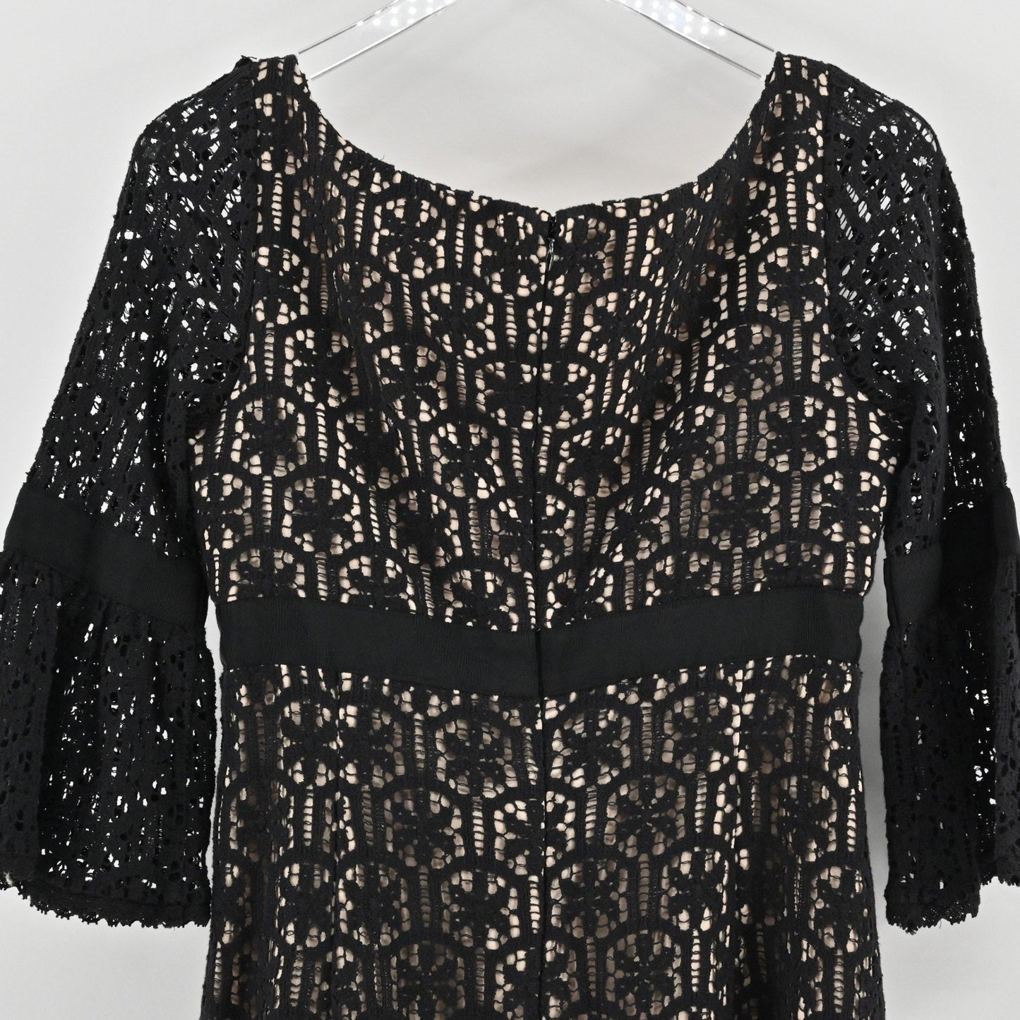 Milly Black Lace Dress Size 6 Milkmaid Bell Sleeve Whimsigoth Dark Romantic Y2k