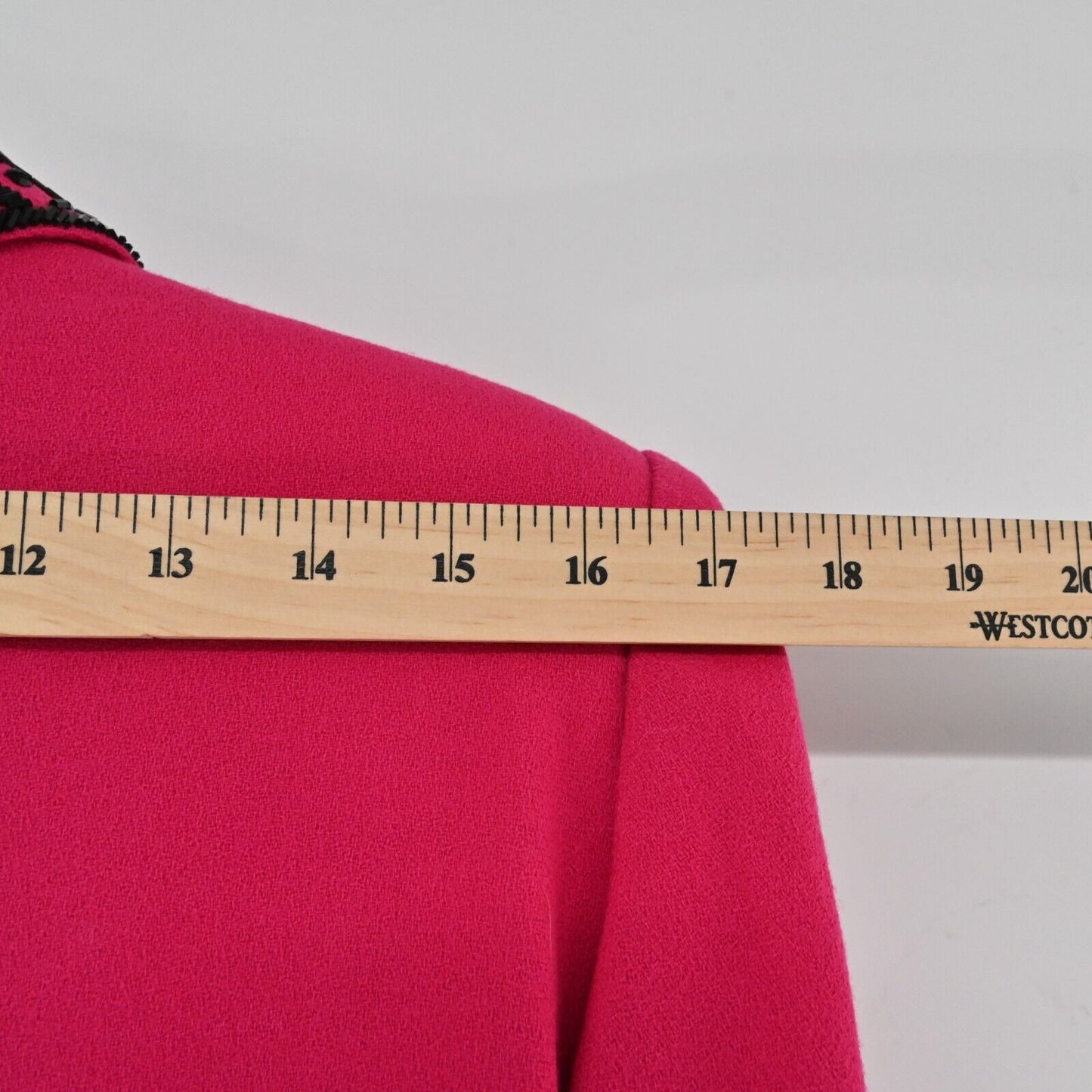 Vtg LILLIE RUBIN Skirt Suit Womens Size 10 Hot Pink Black Beaded 80s