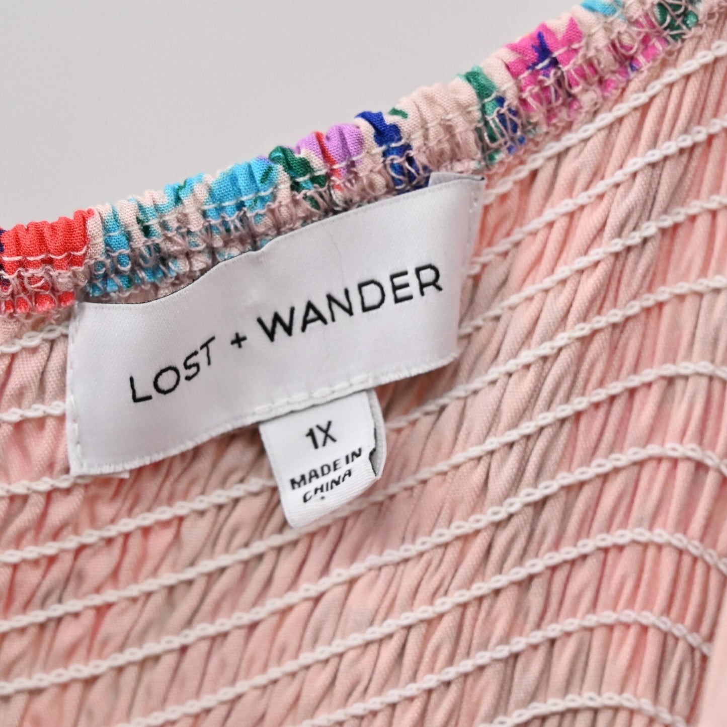 LOST WANDER Dress Size 1X Multicolor Floral Print Puff Sleeve Sweetheart Midi