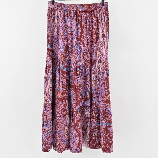 Exclusively for Signals Skirt Size M Tiered Maxi Cotton Multicolor Paisley Boho