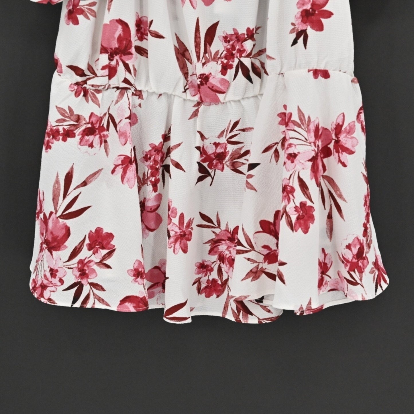 CITY CHIC Womens Top Size XL/22 Ivory Soft Blooms White Red Floral Peplum Ruffle
