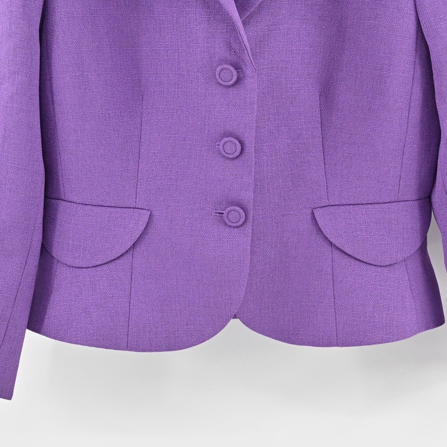 Vtg NIPON BOUTIQUE Skirt Suit Set Sz 2P Purple Floral Embroidered Art Statement