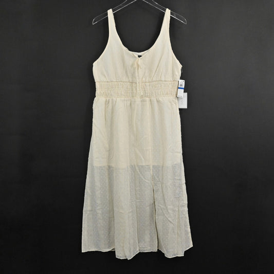 1 STATE Dress Sz XL Midi Smocked Waist Cotton Swiss Dot Cottagecore Prairie NEW