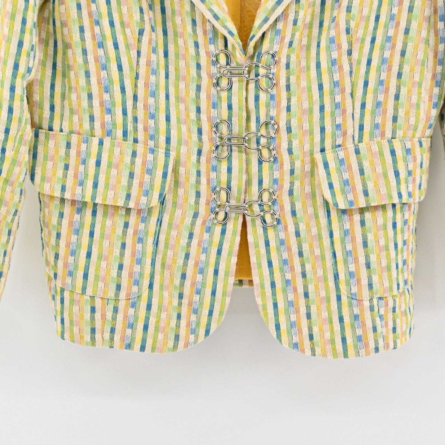 WALTER Womens Tweed Blazer Size 4 Cotton Frog Toggle Hook Single Breasted Jacket