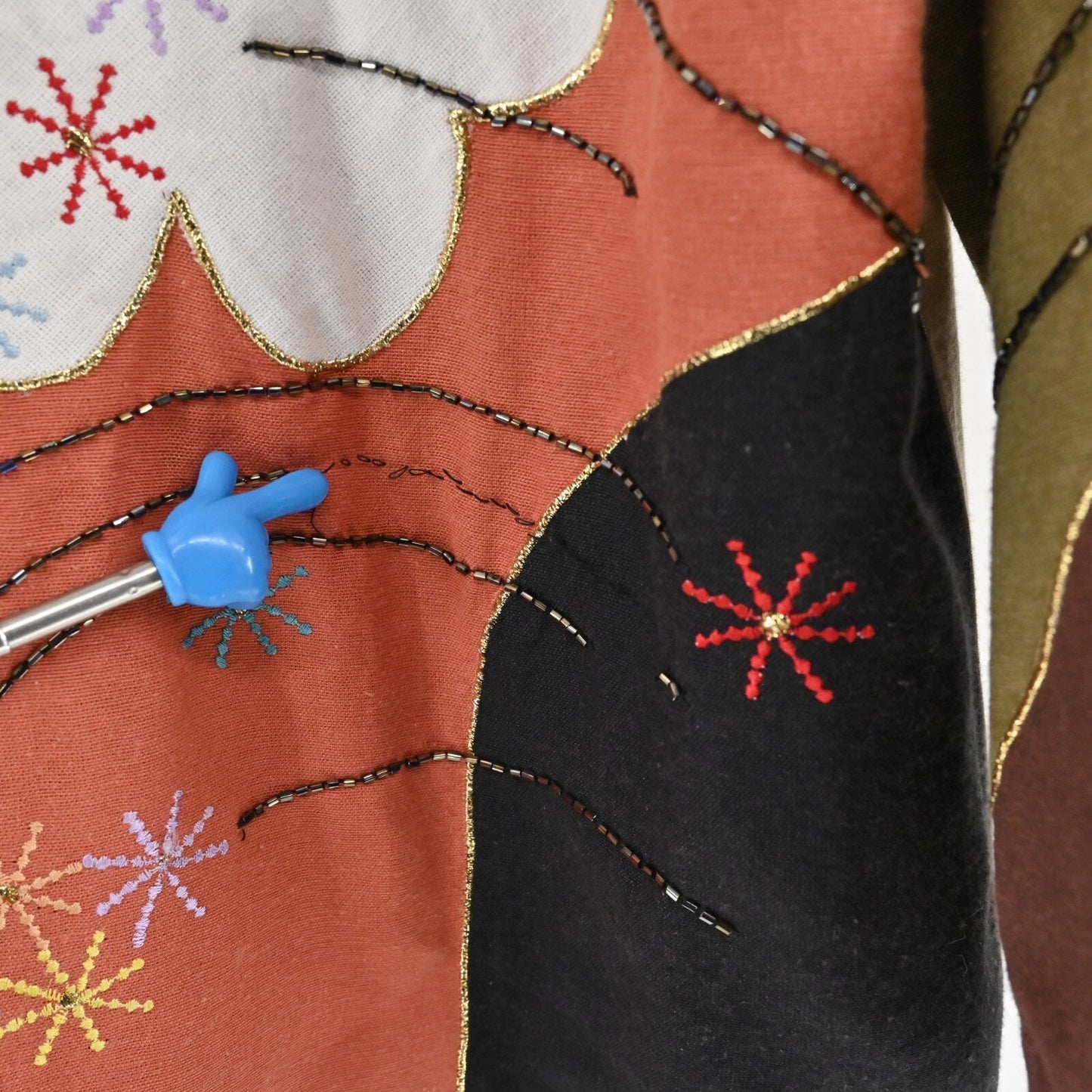 Vtg INDIGO MOON Womens Floral Beaded Jacket Size M Multicolor Boho Art to Wear