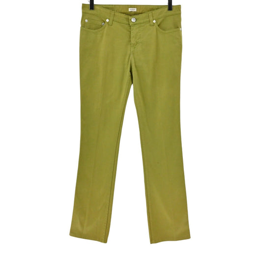 AGNONA Jeans Womens Size 42 Solid Green Denim Low Rise Skinny Leg Stretch Y2K