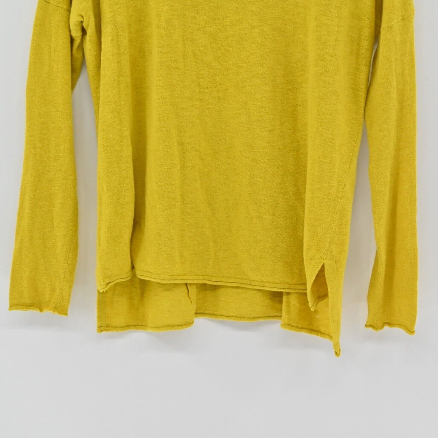 VINCE Top Womens Sz XS Mustard Yellow Slub Knit Relaxed Boat Neck Dolman Sleeve